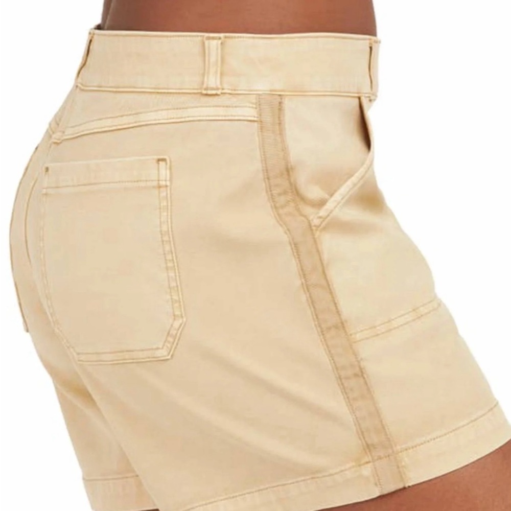 Spanx stretch twill shorts 6 inch in almond color
